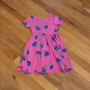 Tea Collection Pink Dress with Blue Floral Accents